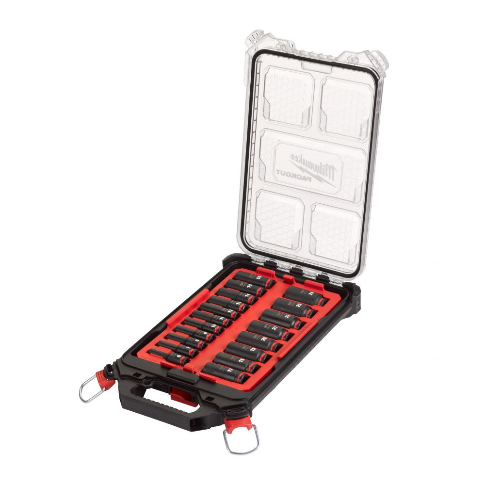 SHOCKWAVE Schlagnuss 3/8 lang Set 19-teiliges Set im PACKOUT Organiser Slim Compact